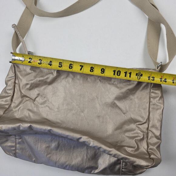 Kipling Crossbody Shoulder Bag Womens Beige Gold Metallic Nylon Adjustable Purse - Picture 7 of 11